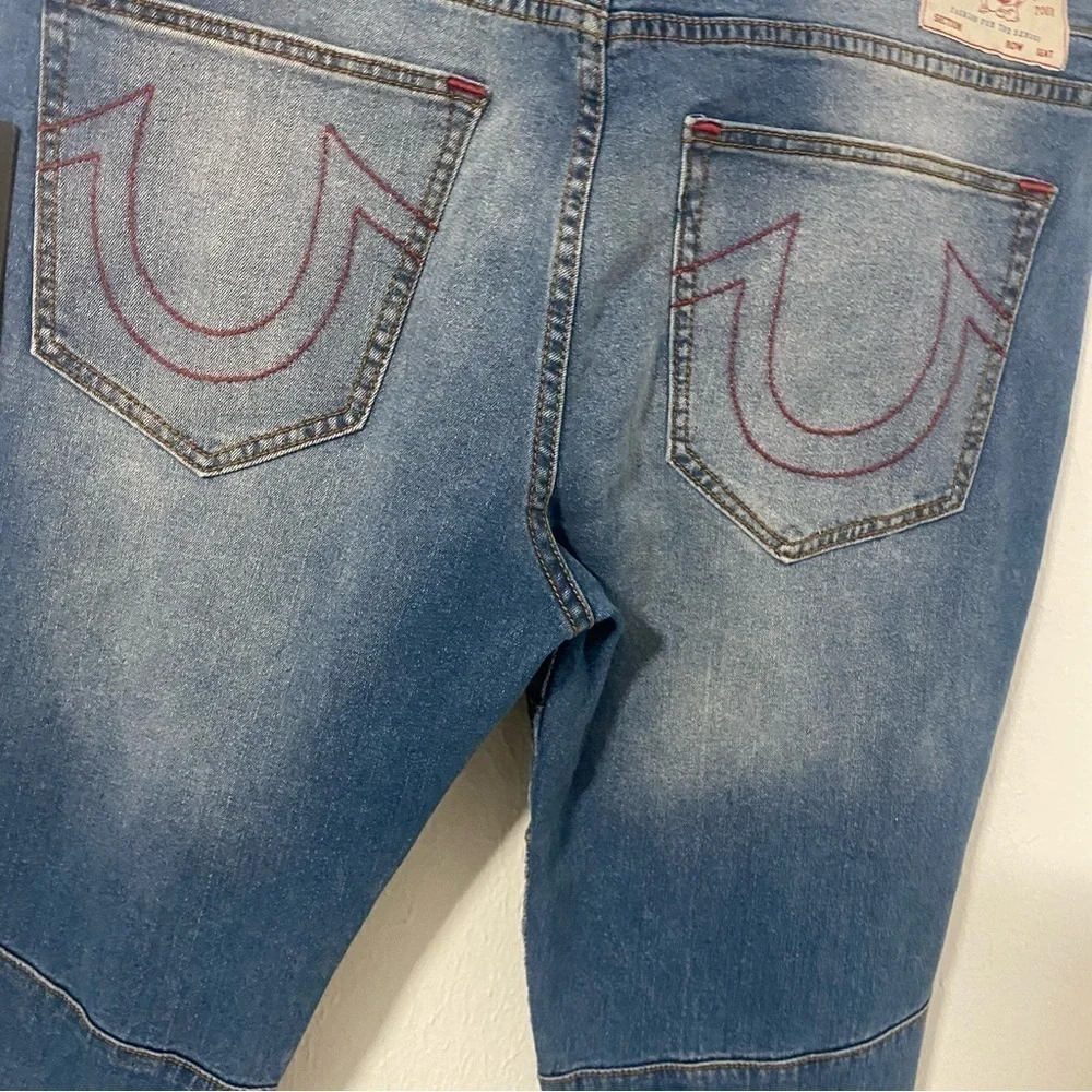True Religion Rocco Moto Relaxed Skinny Jeans Med Sunkiss Wash W36 x L32 NWT